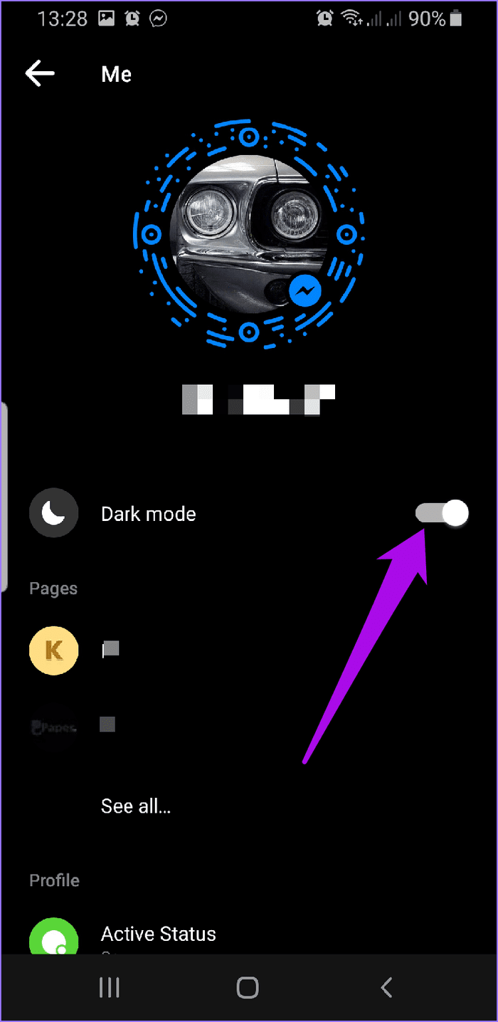 Отключить приложения темного режима Toggle