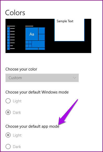 Отключить устройства в темном режиме Настройка Windows Цвет Режим приложения по умолчанию