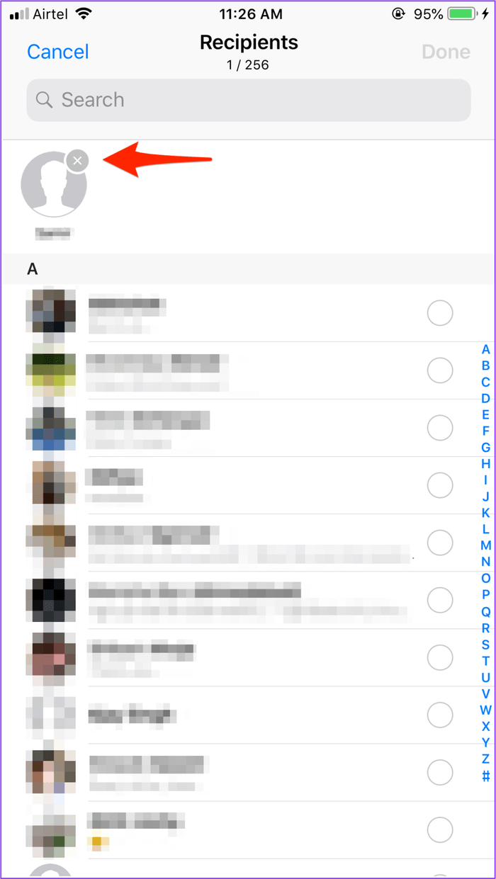 Удалить получателей на Iphone New