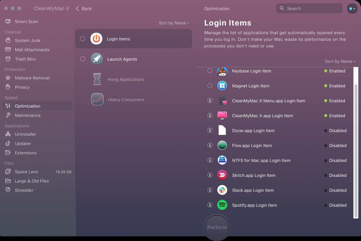 Оптимизация и обслуживание с помощью Clean My Mac X