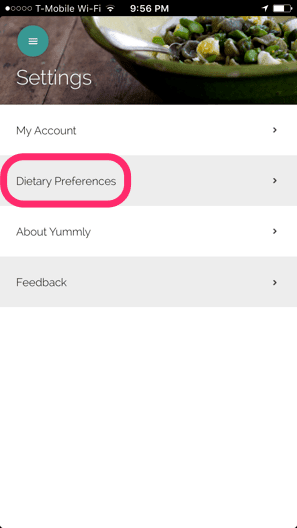 Приложение Yummly Рецепты Диетические предпочтения 2