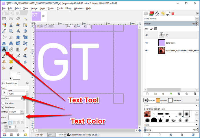 Видеть сквозь текст Gimp 5