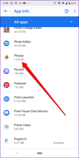 Корзина устройства Google Фото заполнена 8