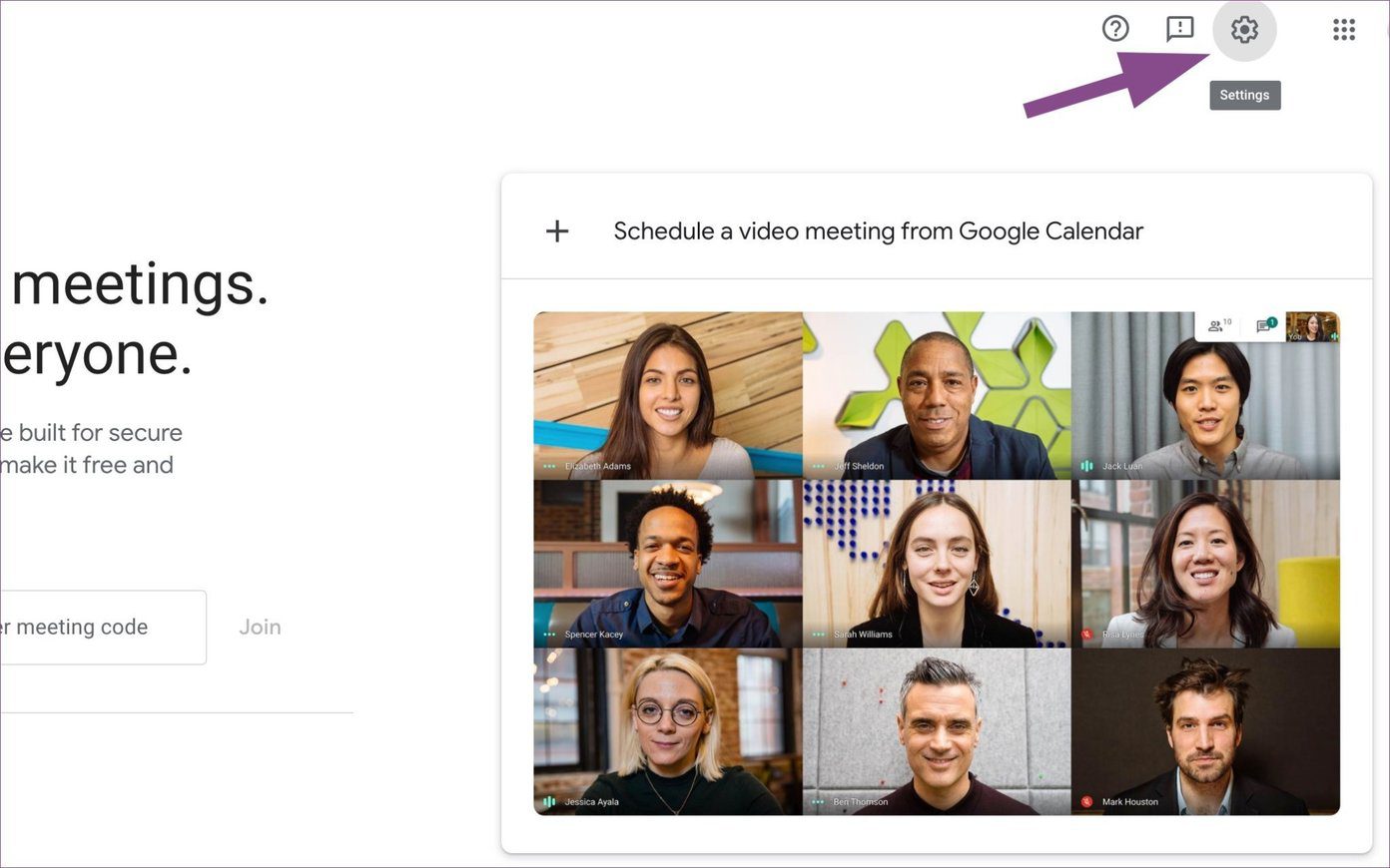 Настройки Google Meet