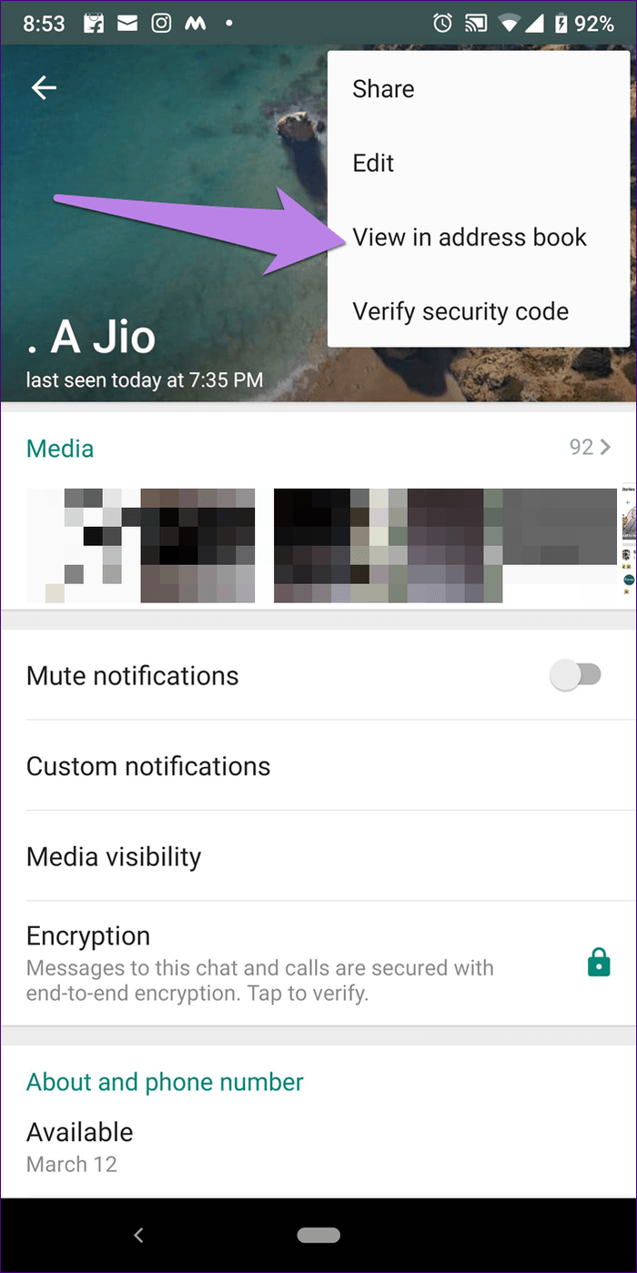Удалить контакт WhatsApp 5