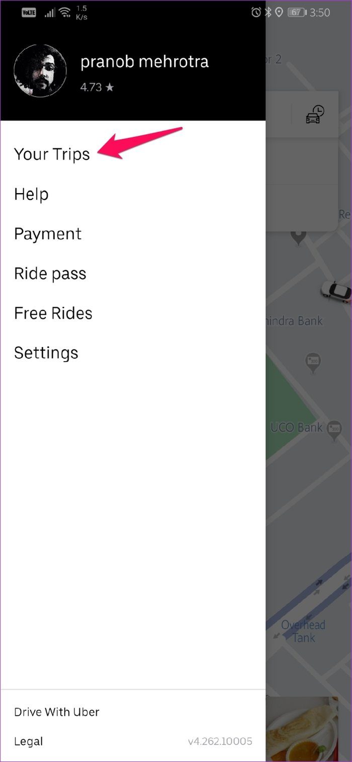 Проверить историю поездок Uber 9