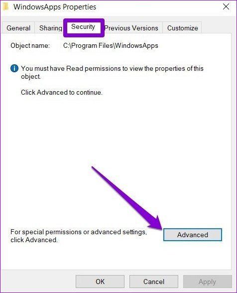 Свойства приложения Windows