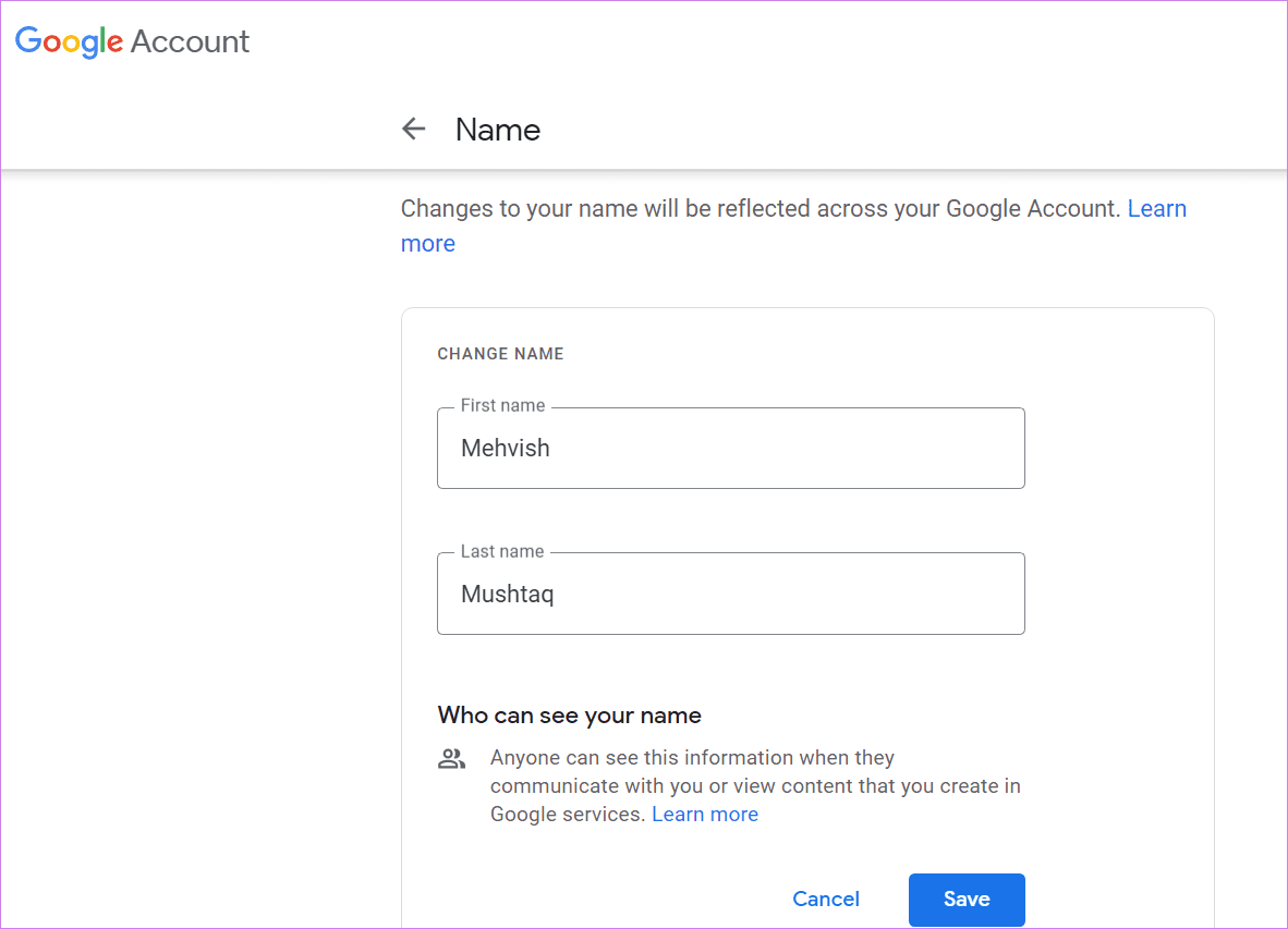 Изменить имя и фото профиля google Meet 3